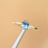 Light Blue Oval Teal Sapphire Ring