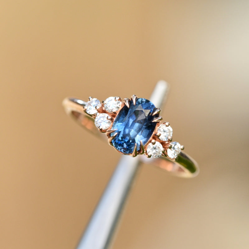 6-Stone Oval Blue Sapphire Ring