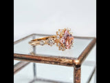 Princess Pink Morganite Unique Halo Ring