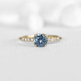 Round Ocean Light Blue Sapphire Ring